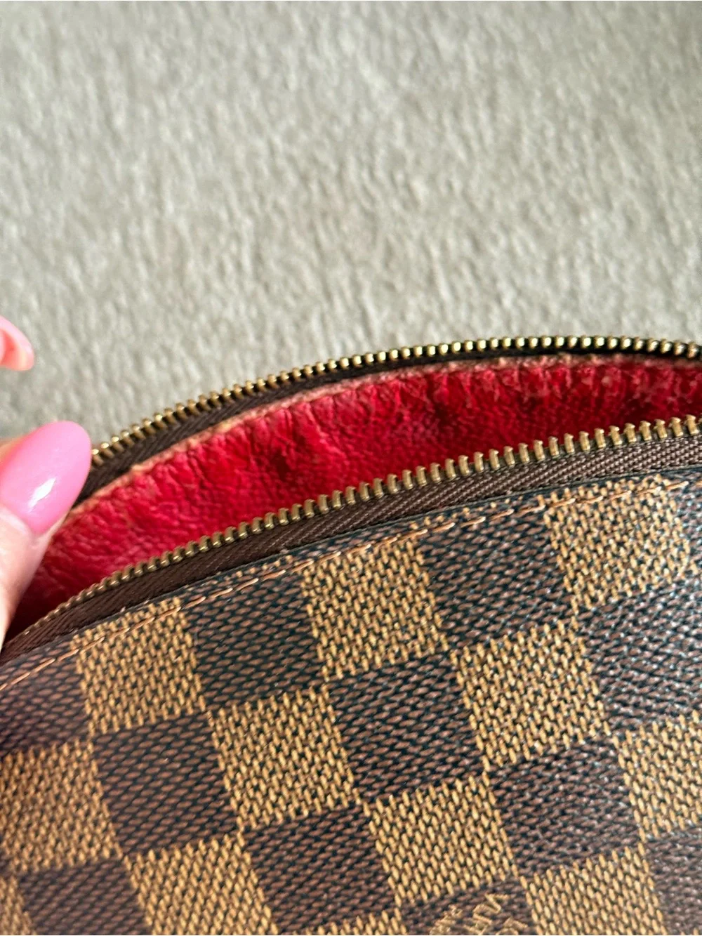 Louis Vuitton Damier Ebene Checkerboard Cosmetic Pouch in Brown